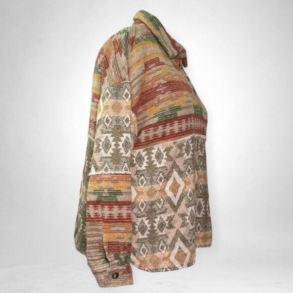 EASEL Print Fleece Raw Edge 4-Button Oversized Pullover, NWT! Size LARGE - Picture 4 of 8